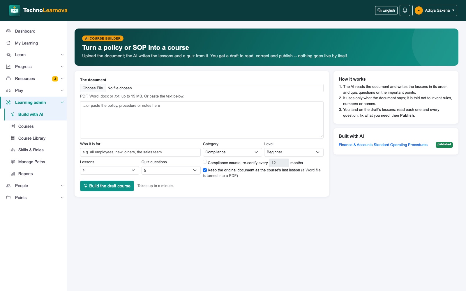 AI that turns your policies into courses