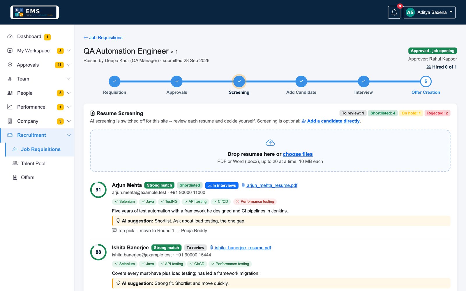 AI screening and a candidate pool that remembers